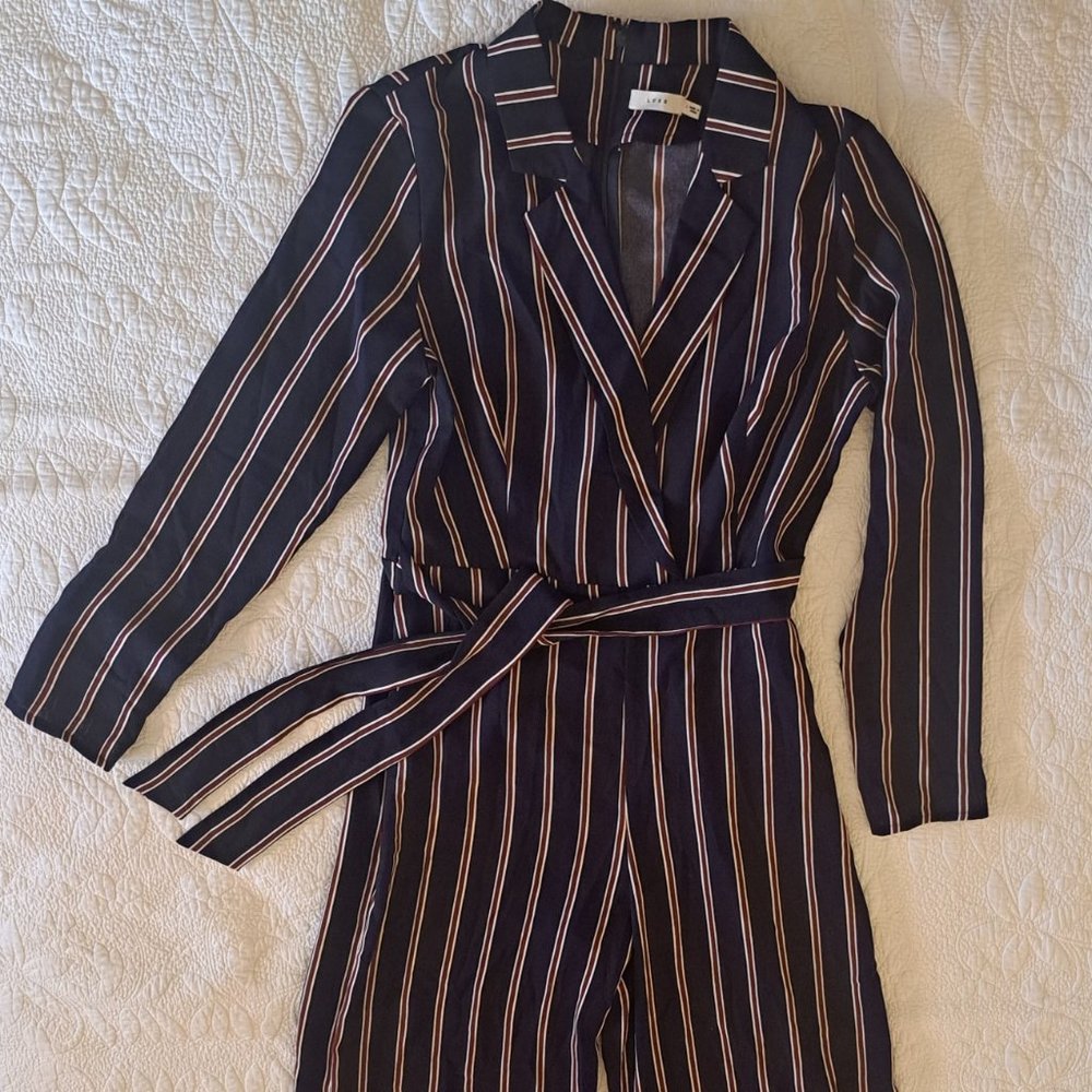 Lush Jumpsuit Navy with red and white stripes